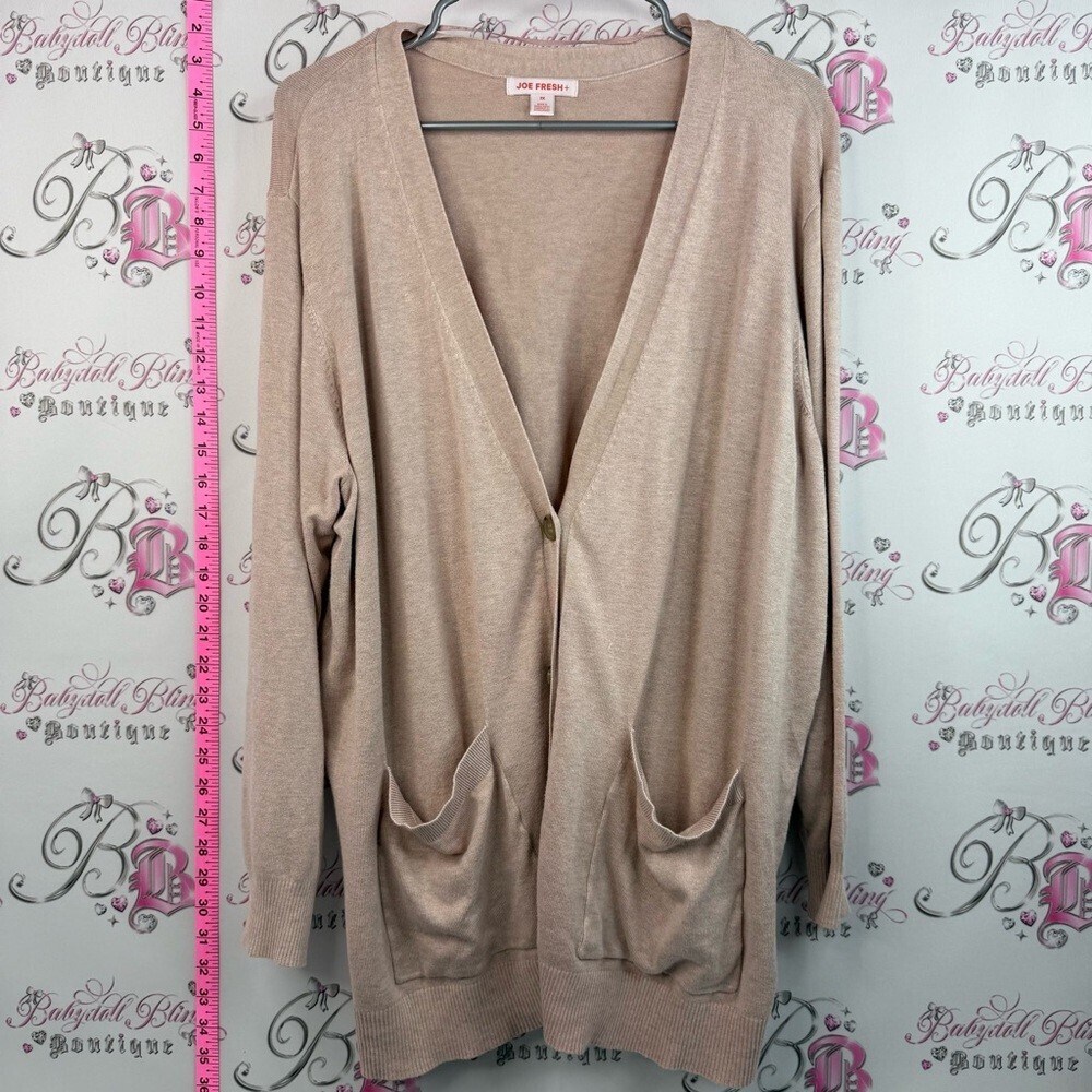 Joe Fresh cardigan button up tan Light Beige Open-Front Pocket Cardigan